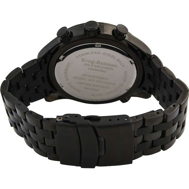 Retail: £775/ R13,000.00 Krug-Baumen Men's Air Explorer Diamond  NIGHT HAWK BLACK Ltd Edition Chrono