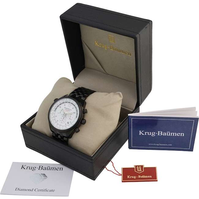 Retail: £775/ R13,000.00 Krug-Baumen Men's Air Explorer Diamond  NIGHT HAWK BLACK Ltd Edition Chrono