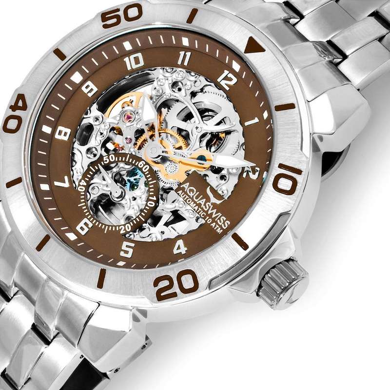 Retail: $1200 /R15,000.00 Aquaswiss Men's Cog Suisse Automatic 43mm Watch with Steel Band