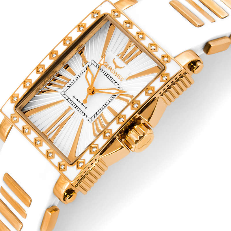 AQUASWISS Women's Grace Rose Gold Snow *24 DIAMOND* Watch **DIAMONDS ARE FOREVER** Brand new!