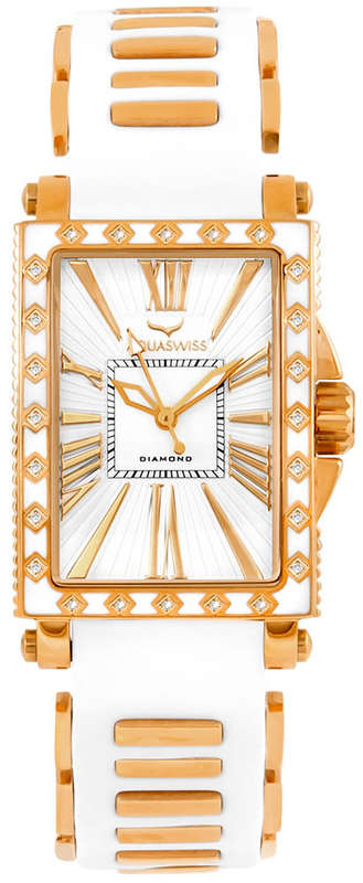 AQUASWISS Women's Grace Rose Gold Snow *24 DIAMOND* Watch **DIAMONDS ARE FOREVER** Brand new!