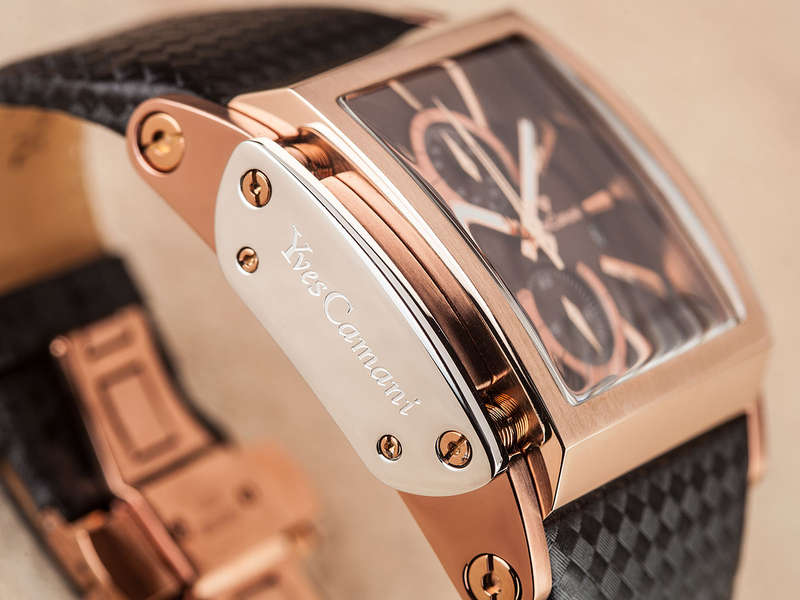 YVES CAMANI Men's Escaut Coffee/Rose Gold Chrono Watch Brand new + Gold Tin