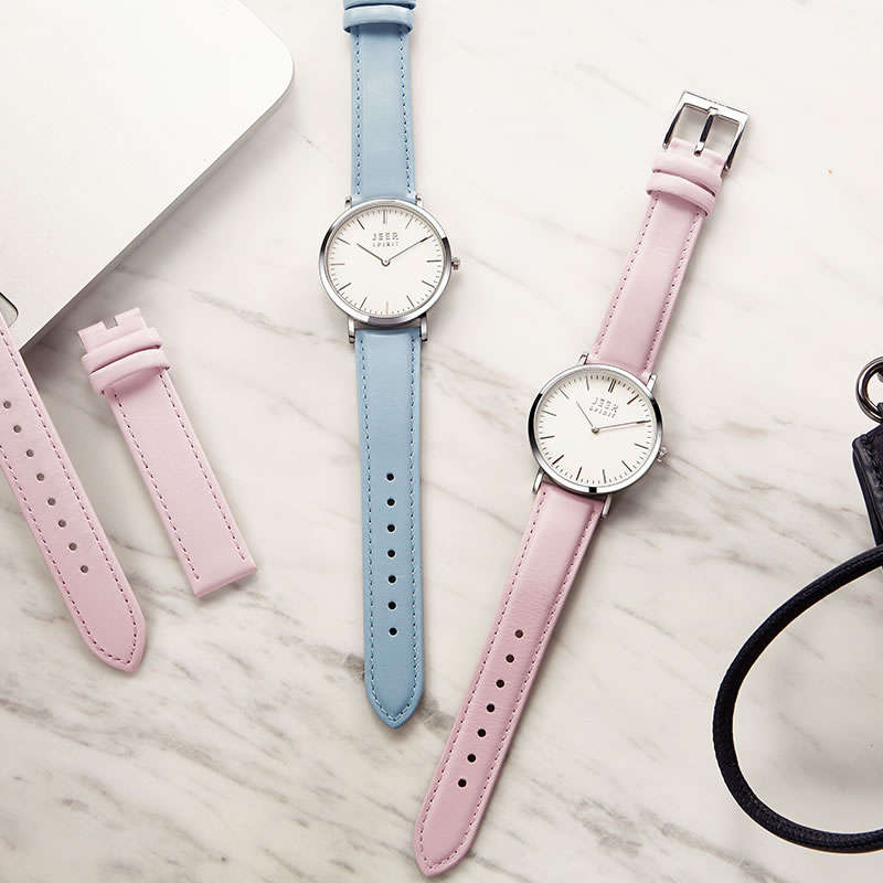 JEEP Women's Spirit Lady Freedom Baby Blue Genuine Leather Watch BRAND NEW IN BOX