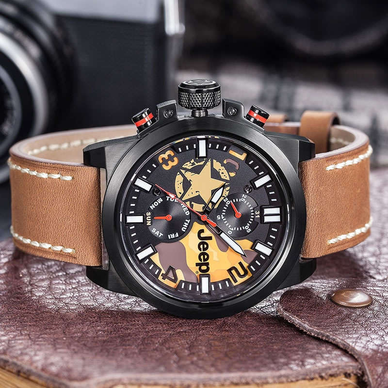 Retail: R9,999.00 JEEP Men's 48mm Wrangler Camo Watch THICK HEAVY Watch NEW!!
