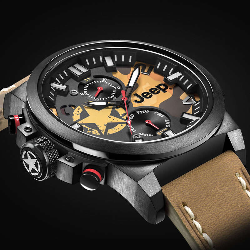 Retail: R9,999.00 JEEP Men's 48mm Wrangler Camo Watch THICK HEAVY Watch NEW!!