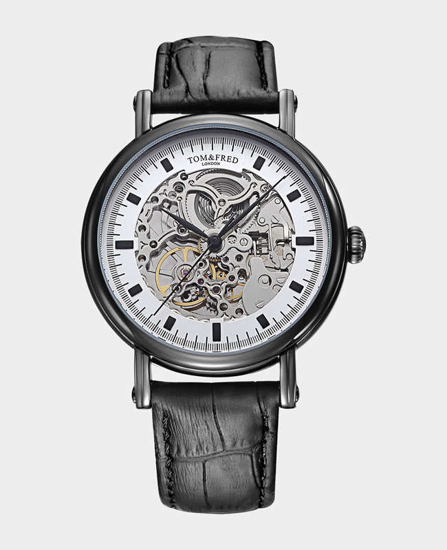 Retail: R6,000.00 TOM & FRED London Men's BLACK ION AUTOMATIC 1/1000 Portendorf Leather Watch
