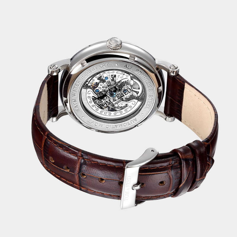 Retail: R6,000.00 TOM & FRED London Mens AUTOMATIC Skeleton 1/1000 Limited Portendorf  Leather Watch