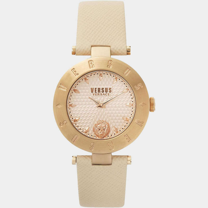 Retail: R6,000.00 VERSACE Women's VERSUS Milano Italia Creame Leather Watch NEW IN BOX + PAPERS