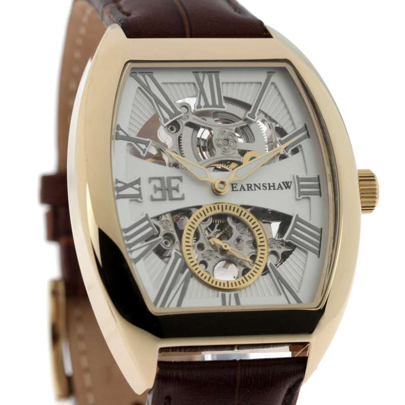 THOMAS EARNSHAW 1805 "Holborn" AUTOMATIC 18k Plated TONNEUX Watch *Exclusive W/ BOX AND PAPERS