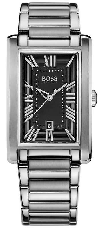 Retail: R6,500.00 HUGO BOSS Men's Classic Rectangular Steel Boss Black Watch