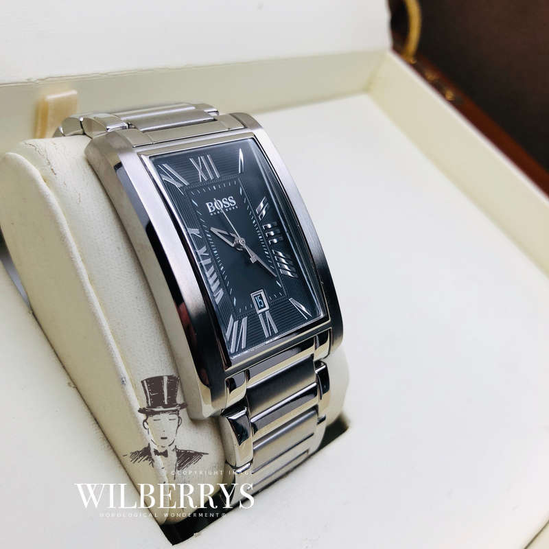 Retail: R6,500.00 HUGO BOSS Men's Classic Rectangular Steel Boss Black Watch