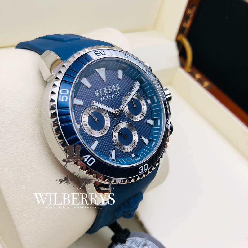 Retail: R6,999.00 VERSACE Men's Versus Aberdeen NAUTIC NAVY SILICONE Watch BRAND NEW IN BOX + PAPERS