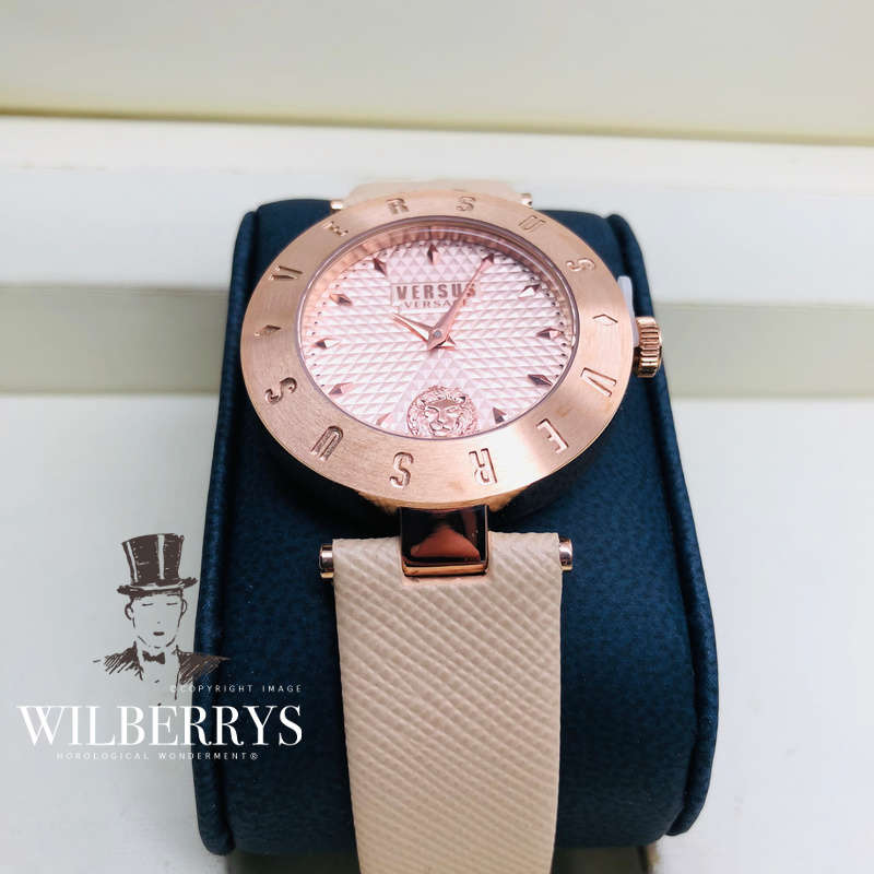 Retail: R6,000.00 VERSACE Women's VERSUS Milano Italia Creame Leather Watch NEW IN BOX + PAPERS