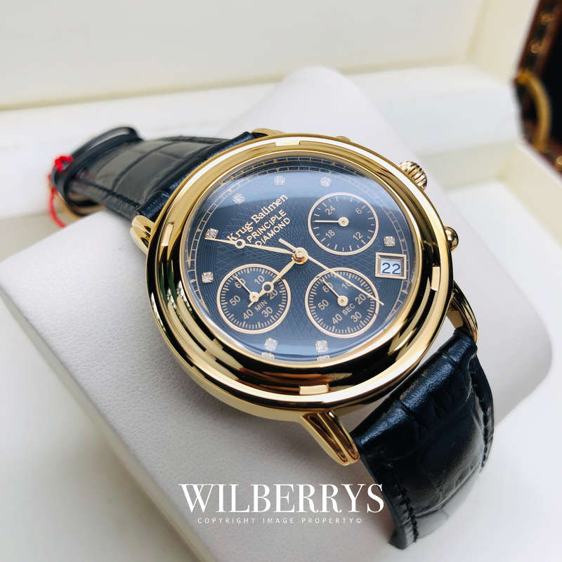 Retail: £820.00/ R13,975.00 Krug-Baumen Men's Principle Diamond Black Dial Chronograph Watch