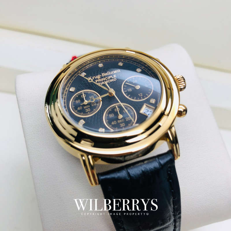 Retail: £820.00/ R13,975.00 Krug-Baumen Men's Principle Diamond Black Dial Chronograph Watch