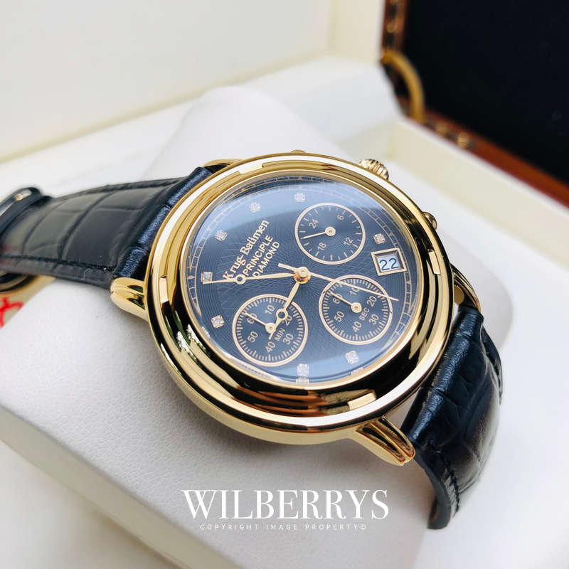 Retail: £820.00/ R13,975.00 Krug-Baumen Men's Principle Diamond Black Dial Chronograph Watch