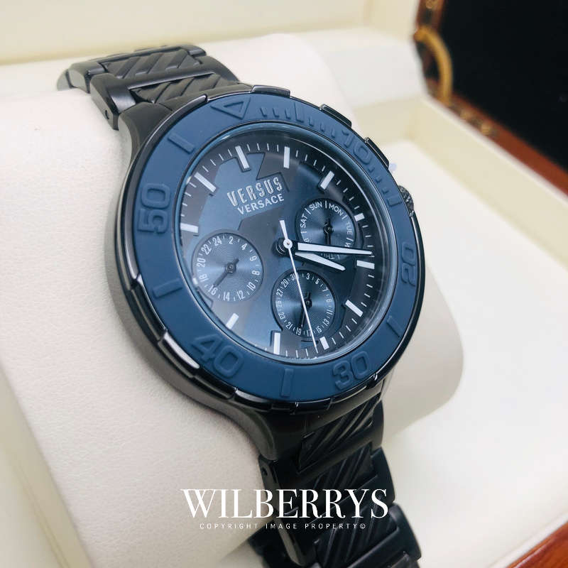Retail: R8,299.00 VERSACE Men's Wynberg Geometric Chronograph Ionized Watch BRAND NEW