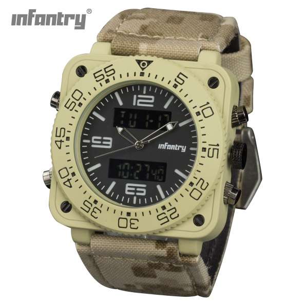 INFANTRY MILITARY CO. Tank BIG 47mm DUAL MOVEMENT Watch with Leather Band BOXED, FULLY LOADED!