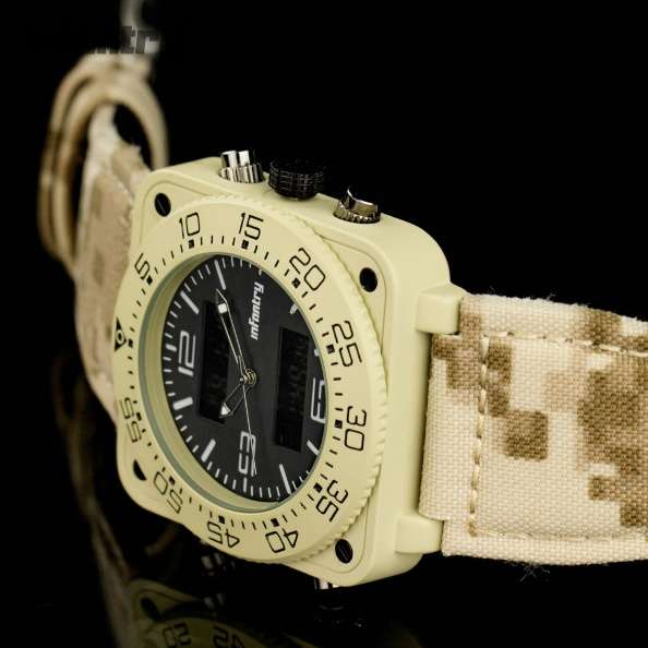 INFANTRY MILITARY CO. Tank BIG 47mm DUAL MOVEMENT Watch with Leather Band BOXED, FULLY LOADED!