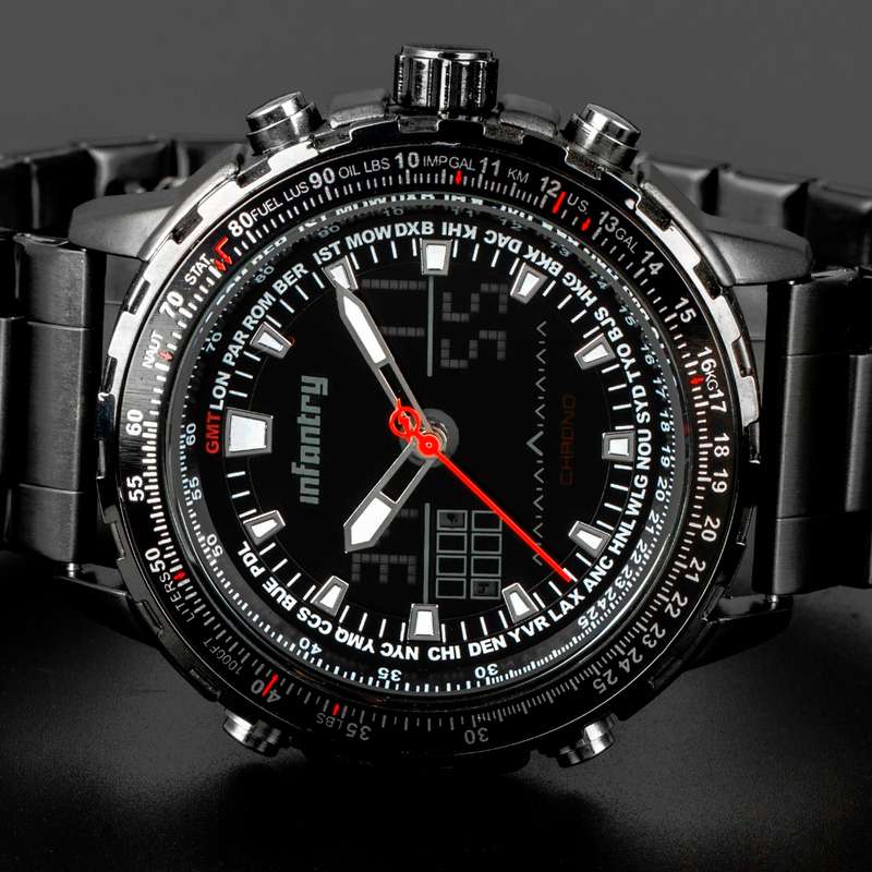 INFANTRY MILITARY CO. Aviation Cockpit Black Ion Watch Brand new BOXED, FULLY LOADED!