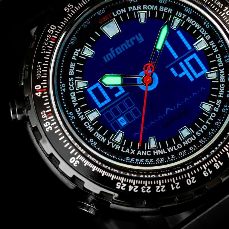 INFANTRY MILITARY CO. Aviation Cockpit Black Ion Watch Brand new BOXED, FULLY LOADED!