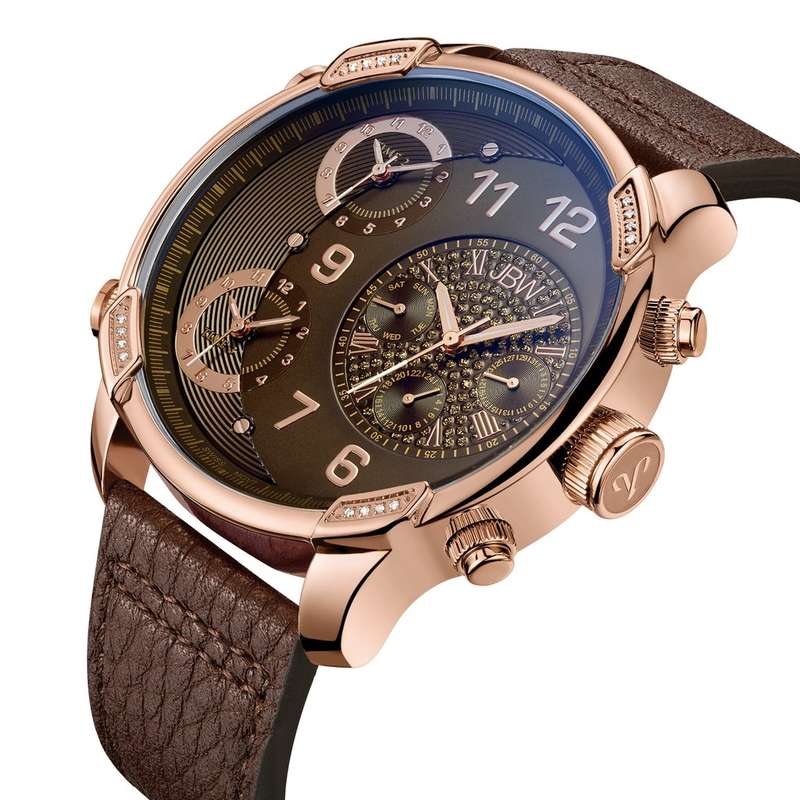 Retail: $1150 /R14,999.00 JBW Men's G4 Gulfstream with 16 Diamonds and 18k Plating Leather Watch
