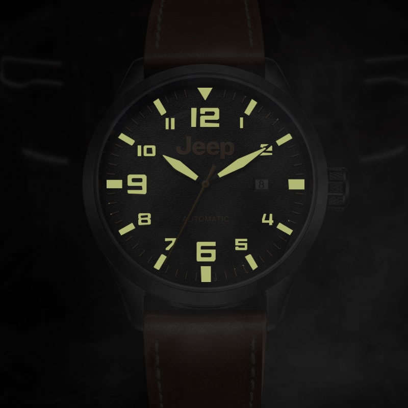 Retail: R8,000.00 JEEP Men's Automatic 44mm Charcoal Grey Watch THICK HEAVY Watch NEW!!