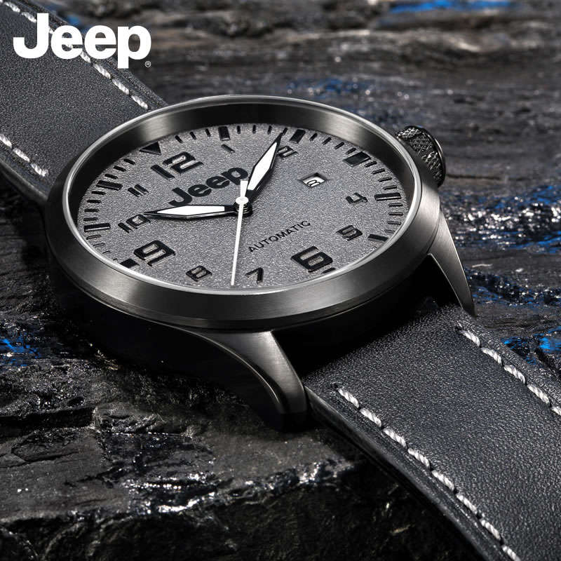 Retail: R8,000.00 JEEP Men's Automatic 44mm Charcoal Grey Watch THICK HEAVY Watch NEW!!