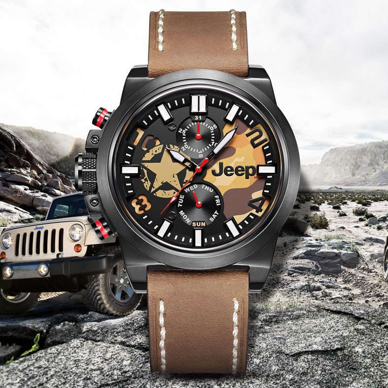 Retail: R9,999.00 JEEP Men's 48mm Wrangler Camo Watch THICK HEAVY Watch NEW!!