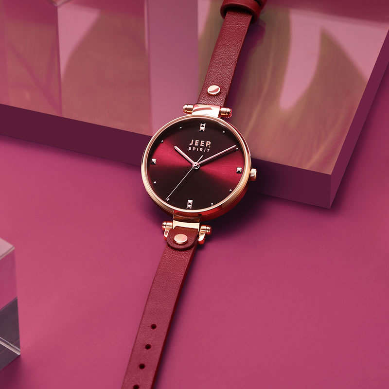 Retail: R4,000.00 JEEP Women's Ruby Red Petite Classic Watch BRAND NEW IN BOX