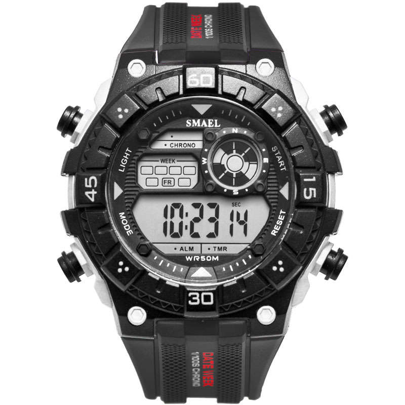 SMAEL Shock Proof Black/White Sport Watch 5ATM WATER RESISTANT **BRAND NEW**