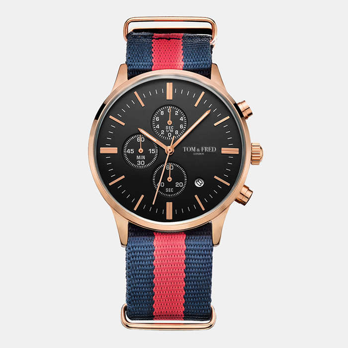 TOM & FRED London® Men's Buckaneer British Navy Chronograph Watch  BRAND NEW