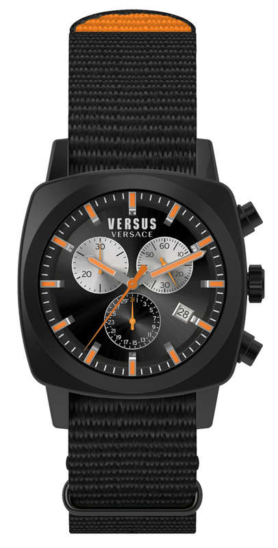 VERSUS by VERSACE Men's Riverdale Ionized Chronograph Canvas Strap Watch NEW IN BOX + PAPERS