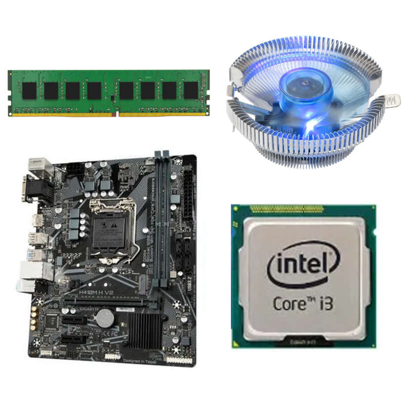 I3-10100, 4GB DDR4 RAM, Blue LED CPU FAN, H410 Motherboard Combo