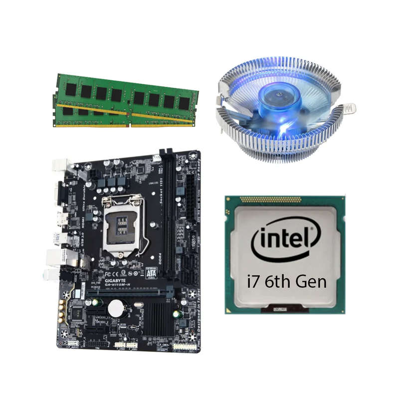 i7-6th CPU, 16GB RAM, Blue LED CPU FAN, H110 Motherboard Combo