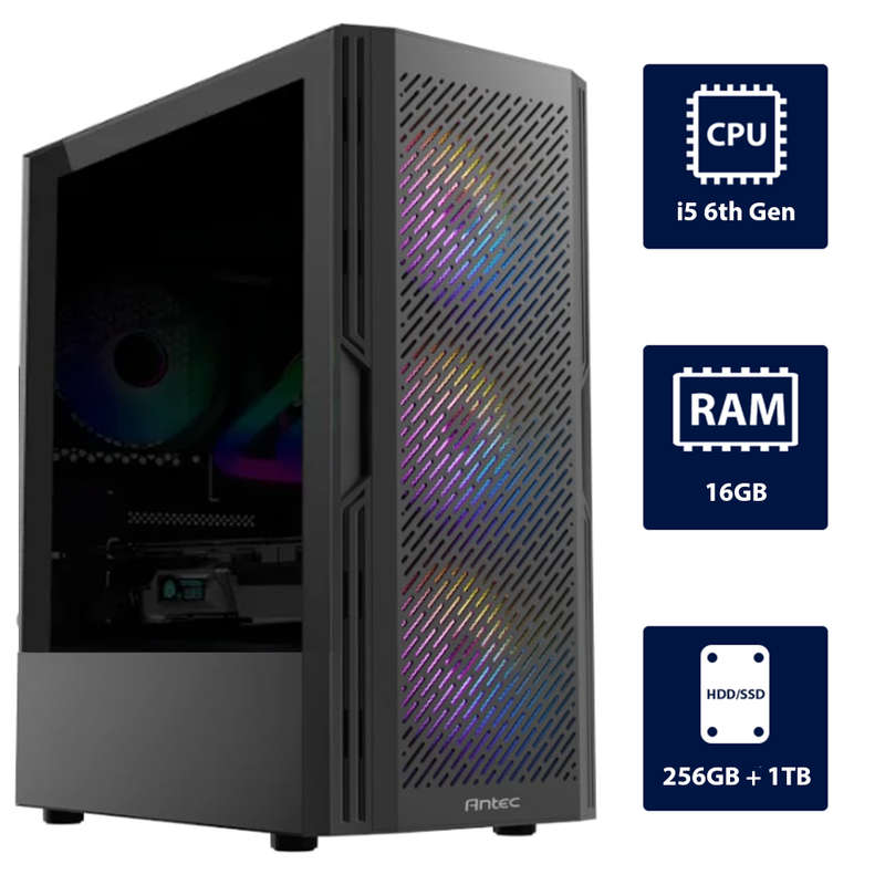 i5 6th, 16GB RAM, 256GB SSD + 1TB HDD Desktop Computer