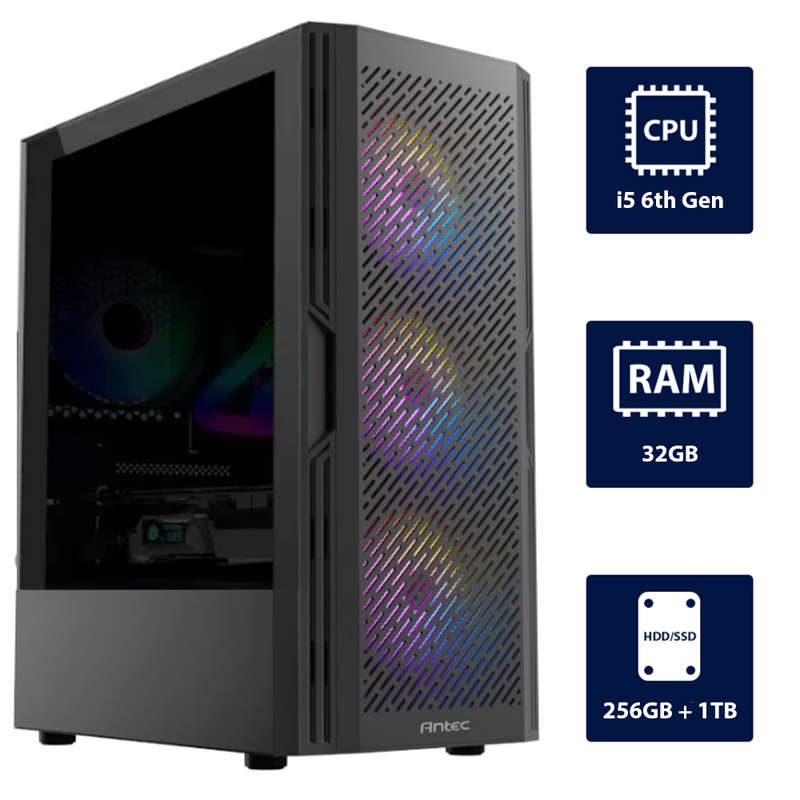 i5 6th, 32GB RAM, 256GB SSD + 1TB HDD Desktop Computer