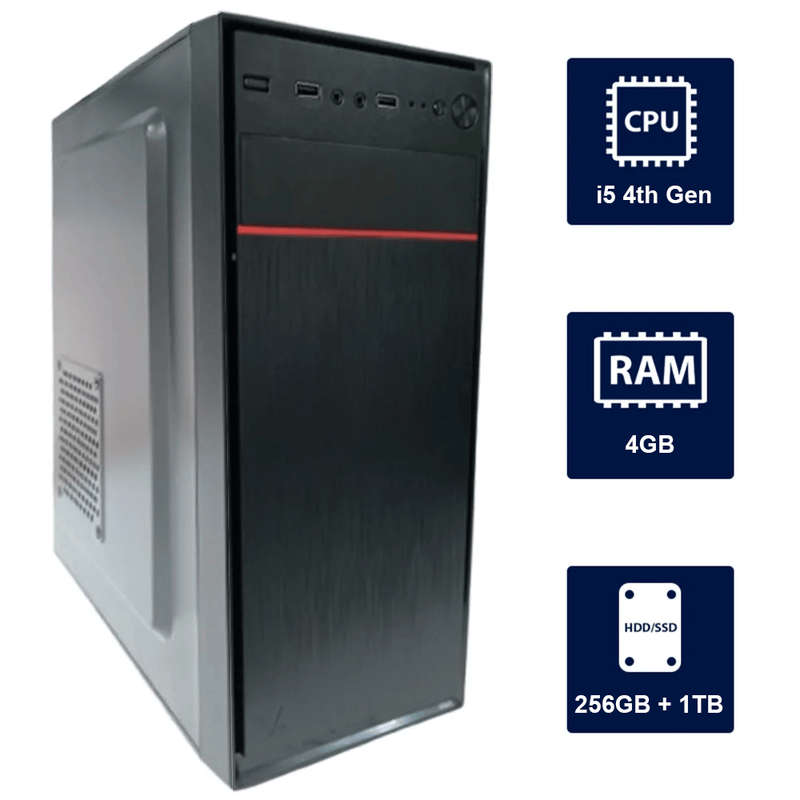 i5 4th, 4GB RAM, 256GB SSD + 1TB HDD Desktop Computer