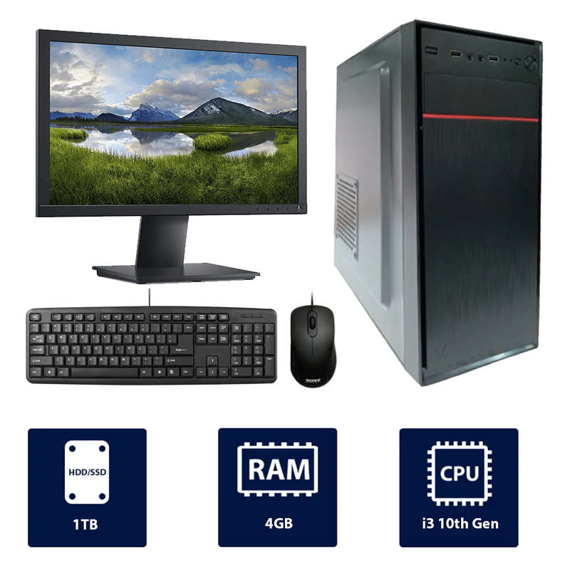 i3 10th, 4GB RAM, 1TB HDD Full Desktop Computer