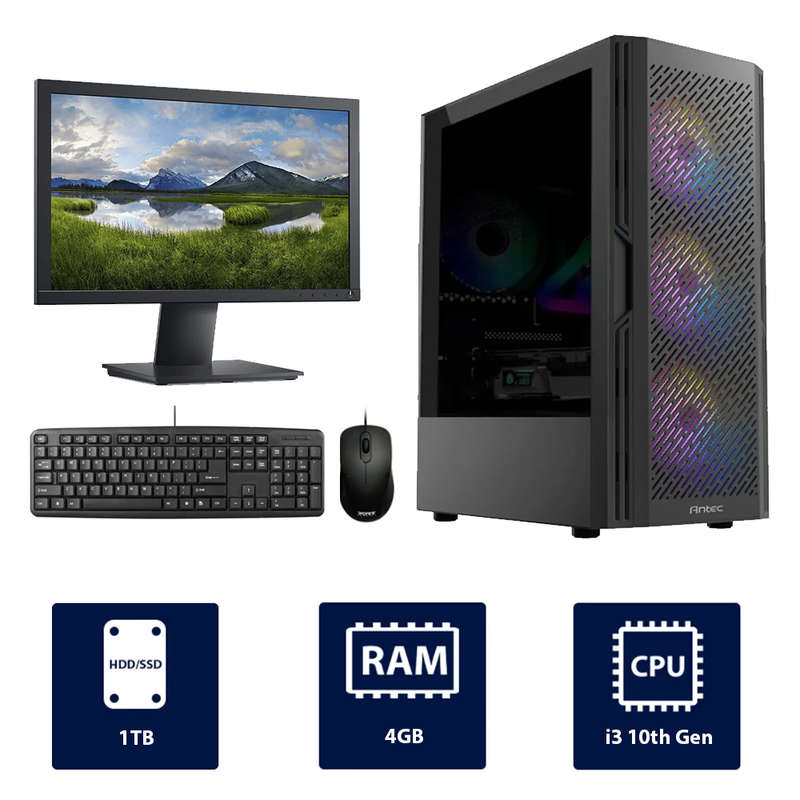 i3 10th, 4GB RAM, 1TB SSD, 19" Monitor Full Set Desktop Computer