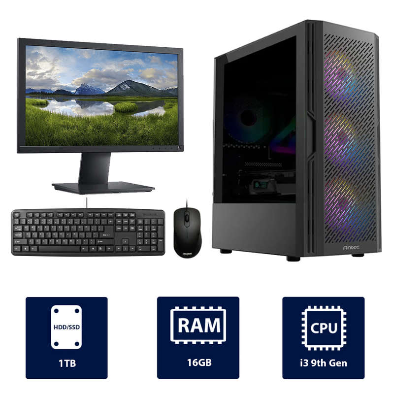i3 10th, 16GB RAM, 1TB SSD Antec AX-20 RGB Full Desktop Computer