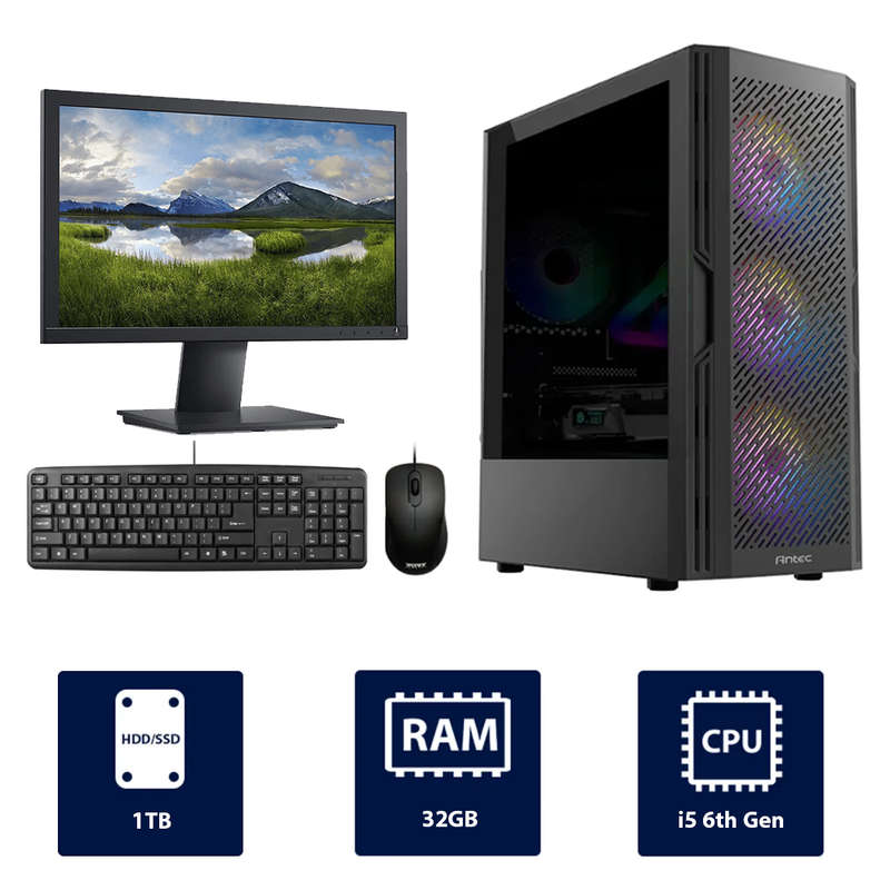 i5 6th, 32GB RAM, 1TB SSD Antec AX20 Full Set Desktop Computer