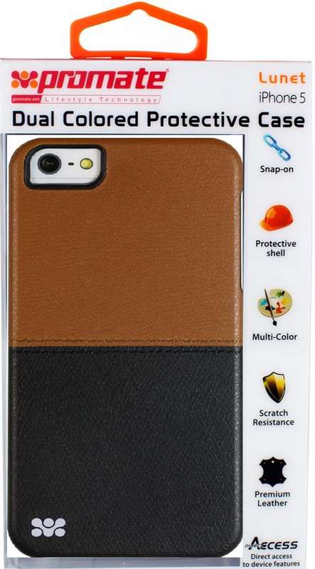 Promate Lunet Iphone 5 Durable Case With A Cut-Out Design Colour: Brown Black, Retail Box , 1 Yea...