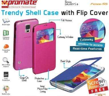 Promate Fenes S5 Bookcover with window Colour:Pink 1 Year Warranty