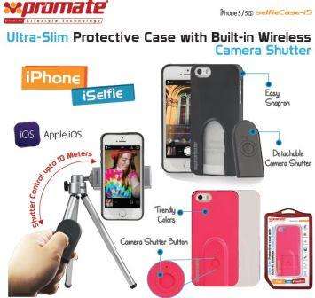 Promate Selfiecase-I5 Ultra-Slim Protective Case With Built-In Wireless Camera Shutter - Black, R...