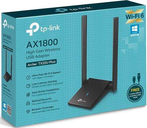 TP-Link Archer TX20U Plus High Gain Wifi6 Wireless Adapter - AX1800 dual-band wireless USB adapte...