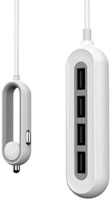 Whizzy 4 Port USB Family Car Charger- Charges Up To 4 Devices Simultaneously Via Car Lighter Sock...