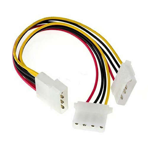 UniQue 4 Pin Molex Power Supply Fan Splitter Y Cable- One Female 4 Pin Connector and Two Male 4 P...