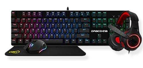 KWG Draco E1A 4 in 1 RGB Multi Colour Backlit Gaming Combo Set  Includes KWG Draco Multi Colou...