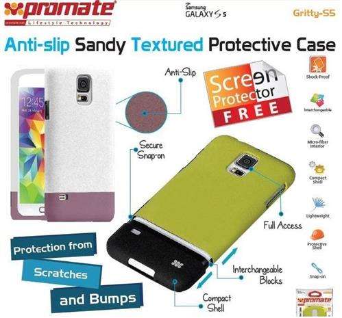 Promate Gritty S5 Anti-slip sandy textured protective case for Samsung Galaxy S5 Colour:White 1 Y...